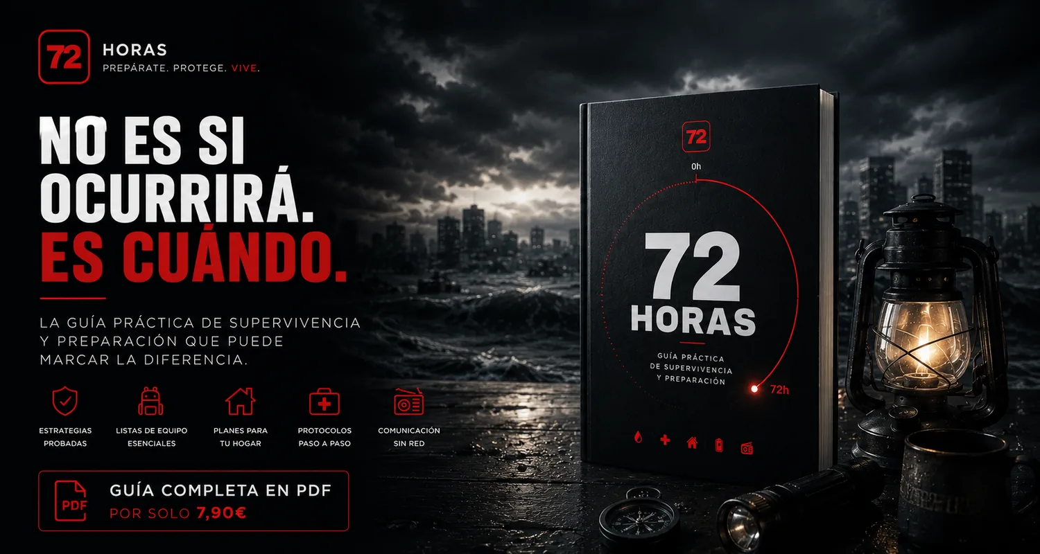 72 HORAS — No es si ocurrirá, es cuándo. La guía práctica de supervivencia y preparación. Guía completa en PDF por solo 7,90 €.