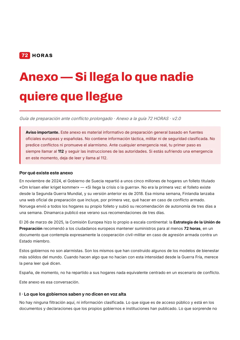 Portada del anexo «Si llega lo que nadie quiere que llegue»